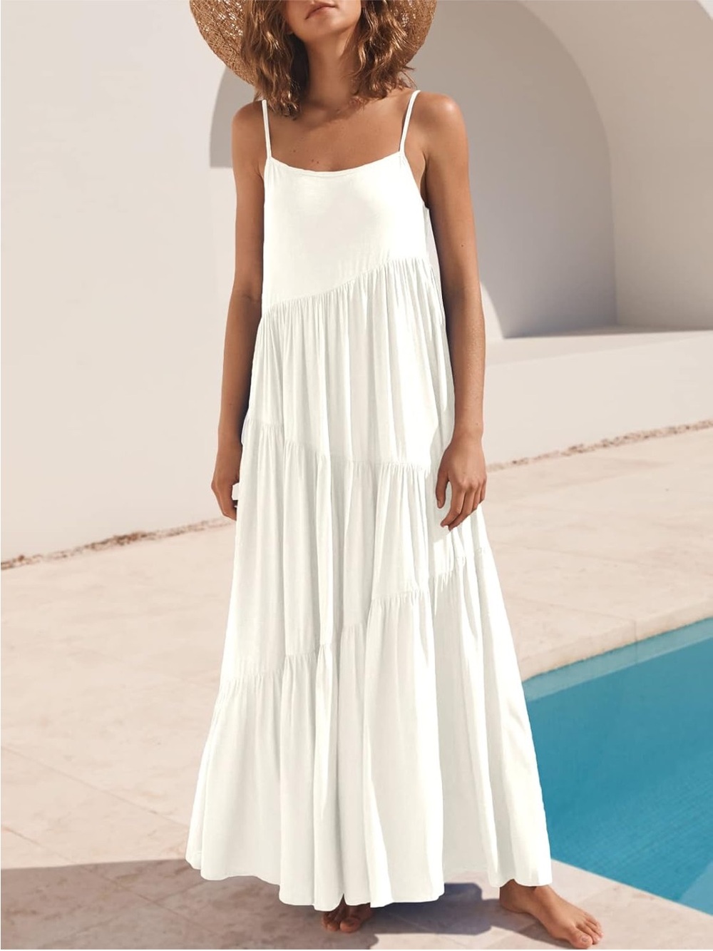 White Tiered Maxi Dress